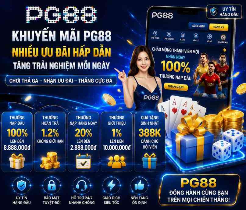  Khuyến mãi PG88 mang đến nhiều ưu đãi hấp dẫn giúp người chơi tăng trải nghiệm giải trí mỗi ngày.
