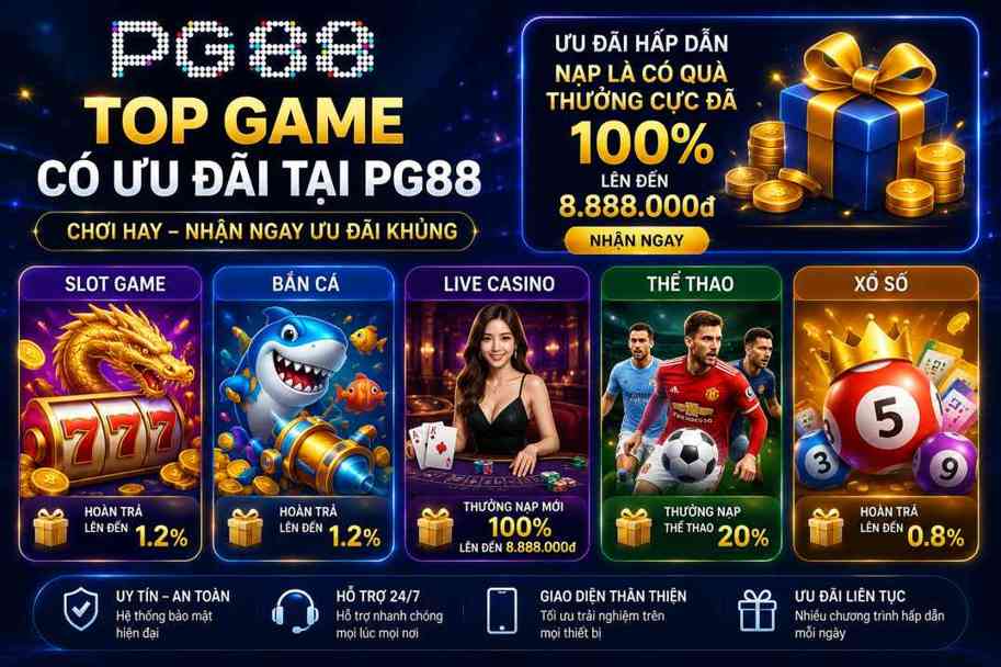 

Top game có ưu đãi siêu đỉnh tại PG88